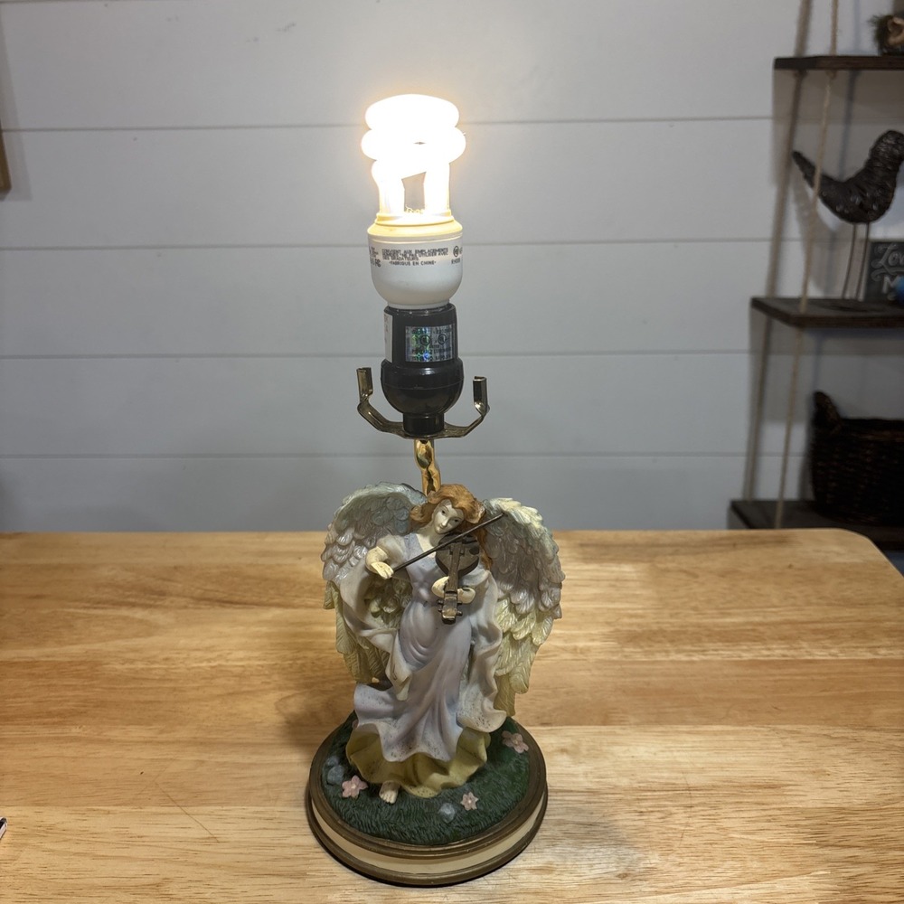 Vintage Seraphim Classics Angel With Violin Table Lamp, Base 10" Tall, No Shade